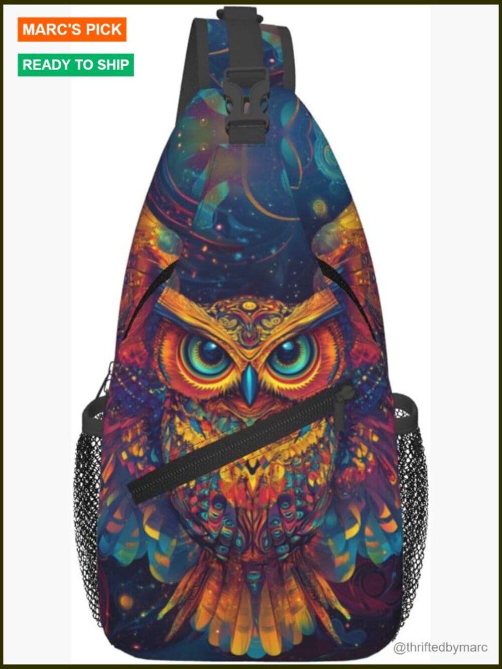 Polyester Crossbody Sling Backpack With 3 Pockets For Travel Hiking
